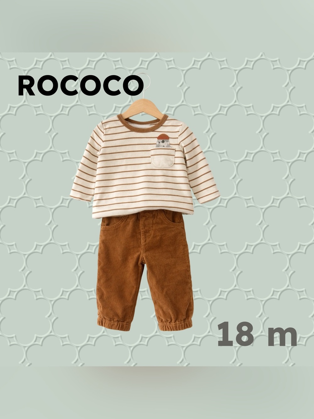 👍GUC ROCOCO | 18 m | Unisex Toddler Set Seal print Onesie & corduroy Pants